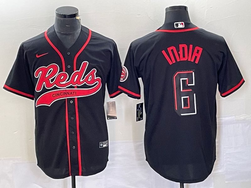 Men Cincinnati Reds #6 India Black Co Branding Nike Game MLB Jersey style 1->baltimore orioles->MLB Jersey